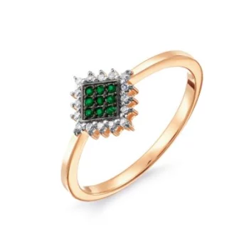 Кольцо с изумрудами и бриллиантами Линии Любви(Кольцо Т141017666)