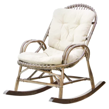 Кресло-качалка Rattan grand medium brown с подушками